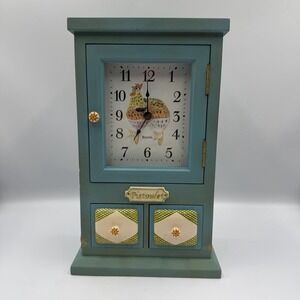 Pfaltzgraff Pistoulet Wooden Bulova Mantel Clock Blue Farmhouse Vintage Decor